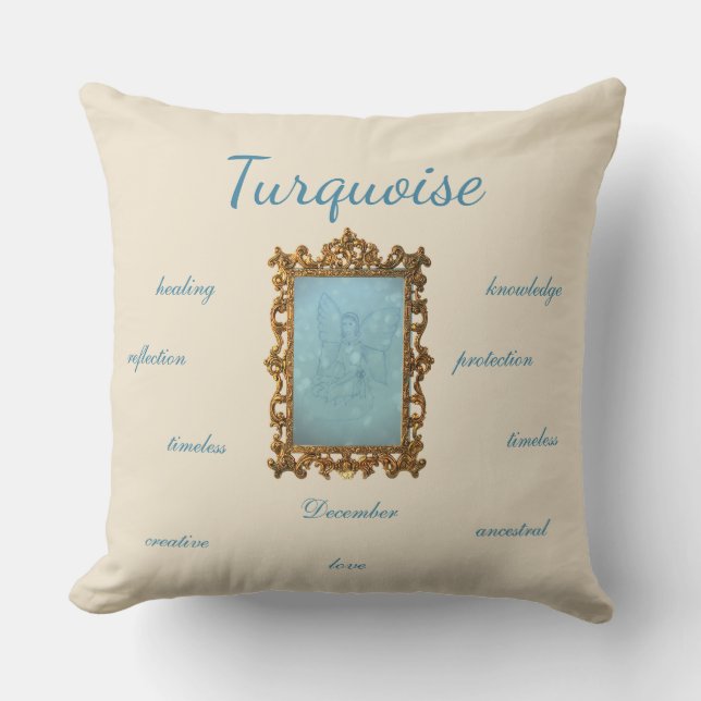 Coussin Décembre Fée Turquoise Birthstone (Recto)