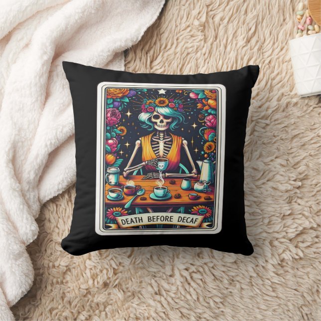 Coussin Décès avant la collecte de la carte Tarot Decaf (Couverture)