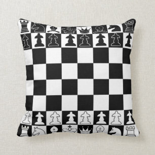 Coussin d'échecs en noir et blanc