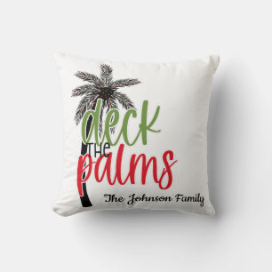 Coussin "Deck the Palms" Plage tropicale Noël sur mesure