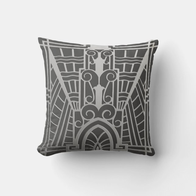 Coussin Déco Motif architecturale, gris argenté / gris (Recto)