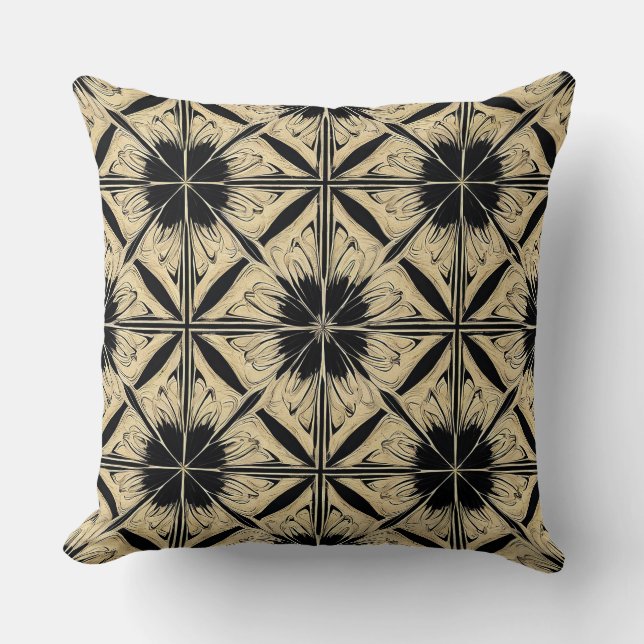 Coussin Déco motif beige noir pour maison moderne (Recto)