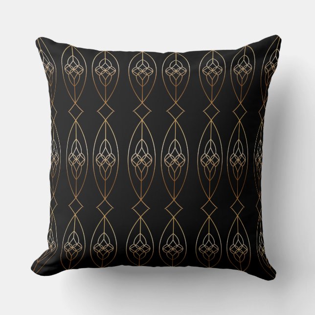Coussin Déco Noir Et Or (Recto)