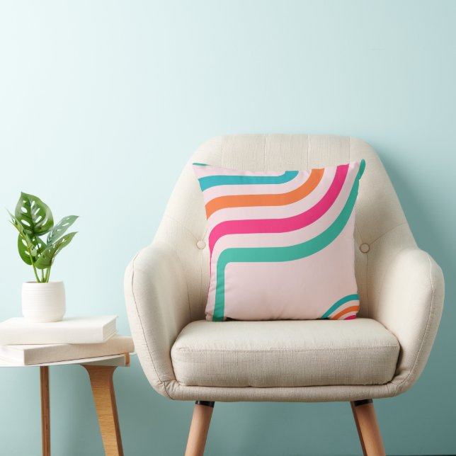 Coussin Décor à rayures rétro des années 70 (Chaise)