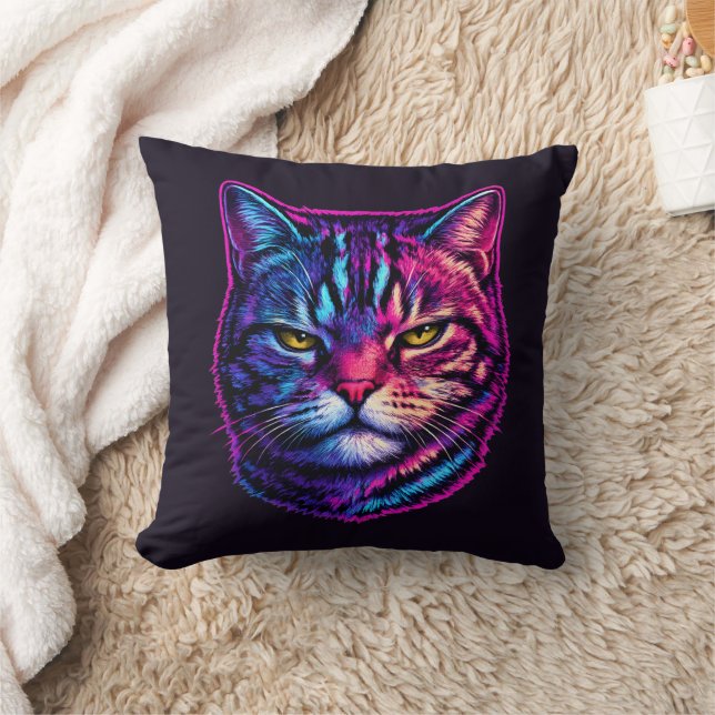 Coussin Décor animal vibrant et cool Psychedelic Cat (Couverture)