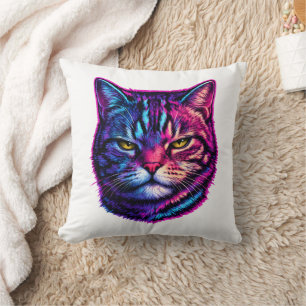 Coussin Décor animal vibrant et cool Psychedelique Chat
