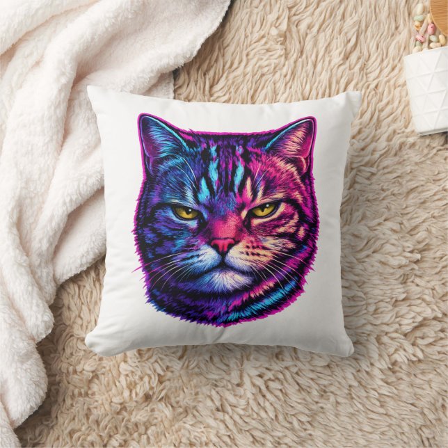 Coussin Décor animal vibrant et cool Psychedelique Chat (Couverture)