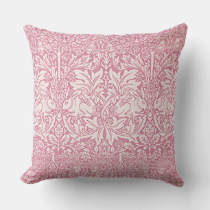 Coussin Décor Art Forêt Oiseaux Lapins Roses T