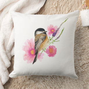 Coussin Décor artistique de mésange à tête noire
