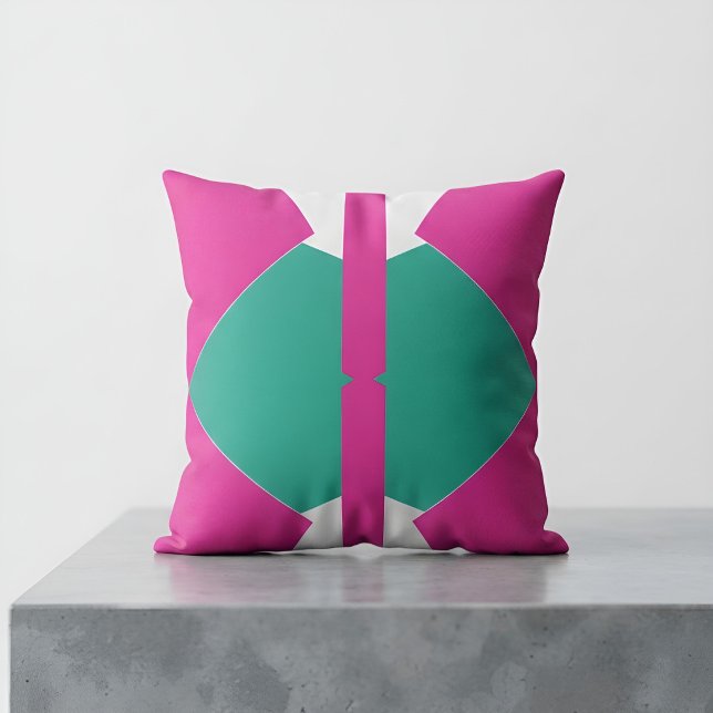 Coussin Décor Bloc de Couleur Rose Vert Moderne Memphis (Créateur téléchargé)