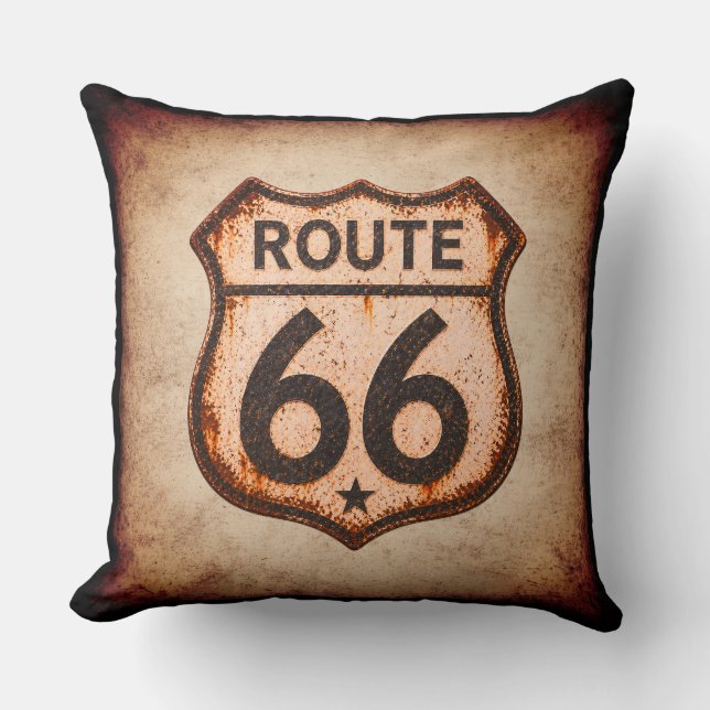 Coussin Décor bouclier en détresse de la route mère rétro (Recto)