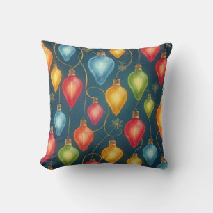 Coussin Décor coloré et vintage des lumières de Noël