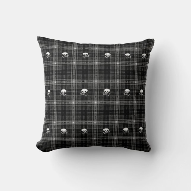 Coussin Décor cool crâne blanc et noir (Recto)