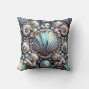 Coussin Décor côtier de luxe Diamants et coquillages
