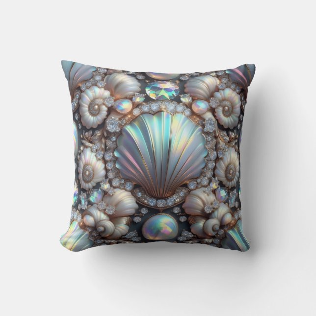 Coussin Décor côtier de luxe | Diamants et coquillages  (Recto)