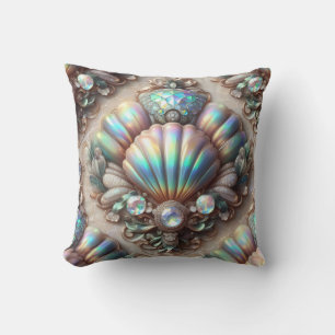 Coussin Décor côtier de luxe Diamants et coquillages