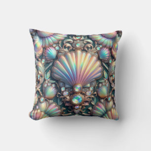 Coussin Décor côtier de luxe Diamants et coquillages