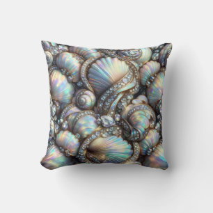 Coussin Décor côtier de luxe Diamants et coquillages