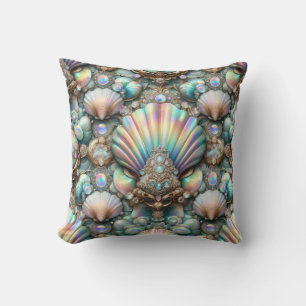 Coussin Décor côtier de luxe Diamants et coquillages