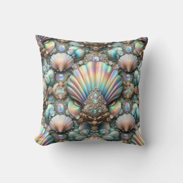 Coussin Décor côtier de luxe | Diamants et coquillages  (Recto)
