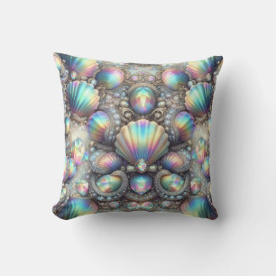 Coussin Décor côtier de luxe Diamants et coquillages