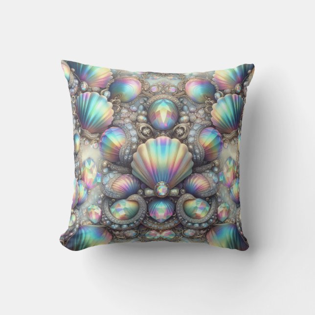 Coussin Décor côtier de luxe | Diamants et coquillages  (Recto)