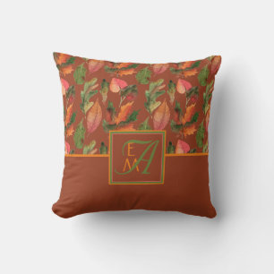 Coussin Décor couleur d'automne monogramme