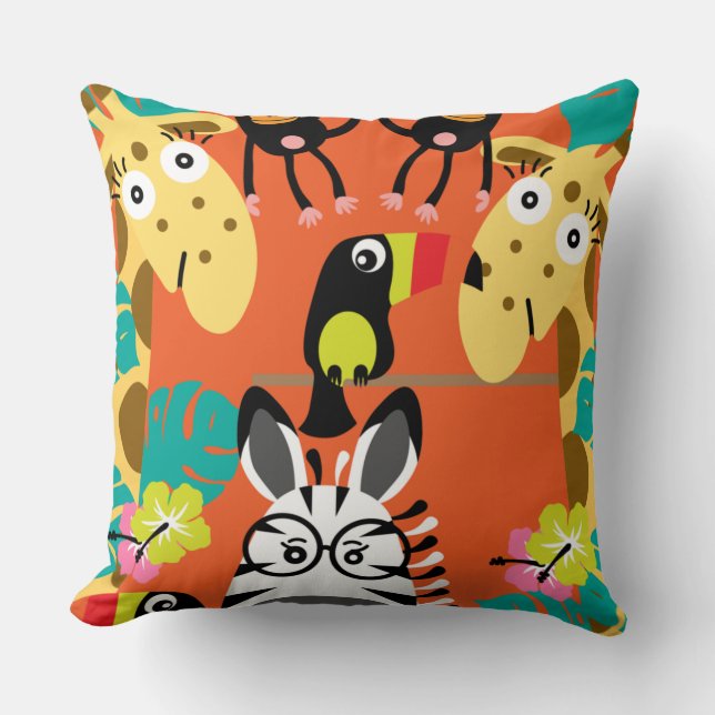 Coussin Décor d'animaux de la jungle de pépinière (Recto)