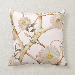 Coussin Décor d'aquarelle floral rose de Chine