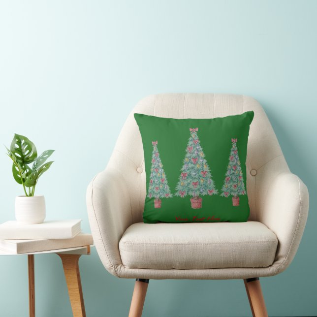 Coussin Décor d'arbre de Noël avec des cloches d'or aux ar (Chaise)
