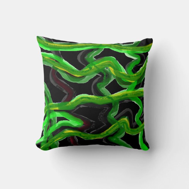 Coussin Décor d'art vin dusky vert et citron (Recto)