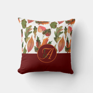 Coussin Décor d'automne monogramme Feuilles d'automne Bour