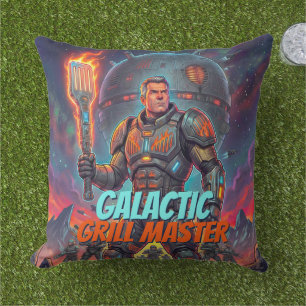 Coussin Décor de BD de BBQ spatial astronaute vintage