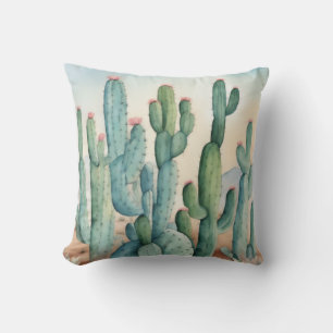 Coussin Décor de Cactus d'aquarelle du désert du Sahara