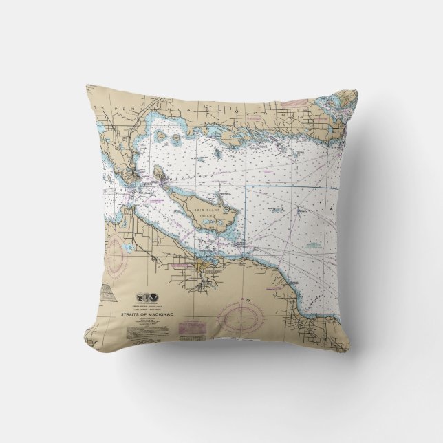 Coussin Décor de carte nautique (Recto)