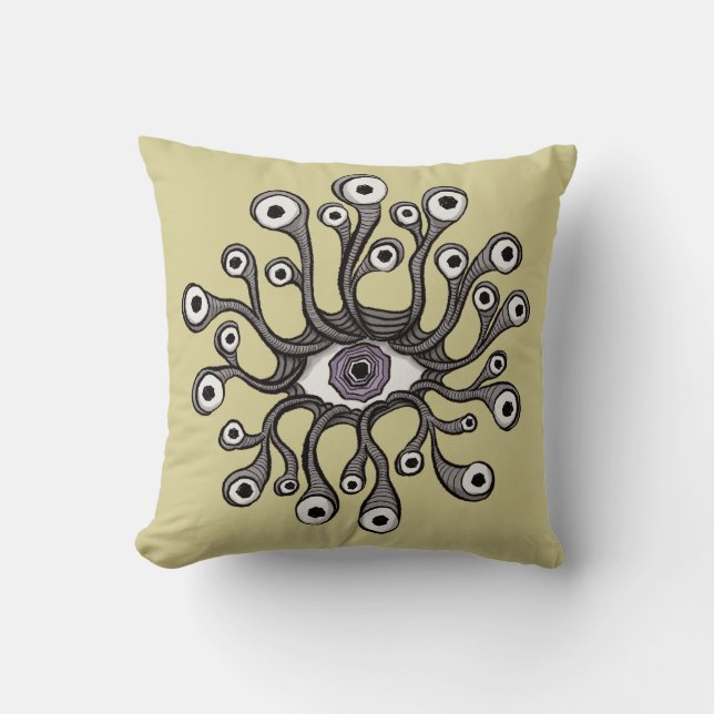Coussin Décor de chambre altéré Weirdcore Étranges Yeux (Recto)