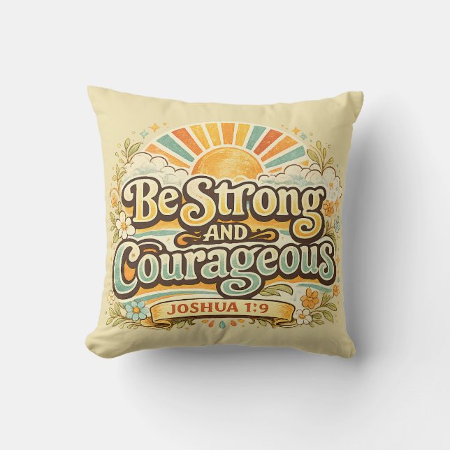 Coussin Décor de chambre chrétien boho floral rétro soleil (Recto)