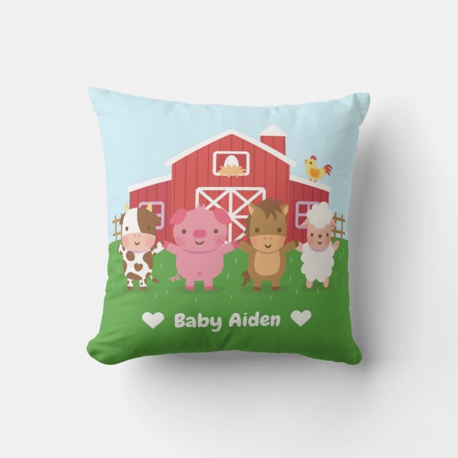 Coussin Décor de chambre d'enfant avec animaux de ferme mi (Recto)