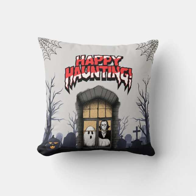 Coussin Décor de cimetière Halloween (Recto)