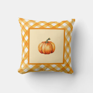 Coussin Décor de ferme Citrouille Orange Carreaux Cosy Acc