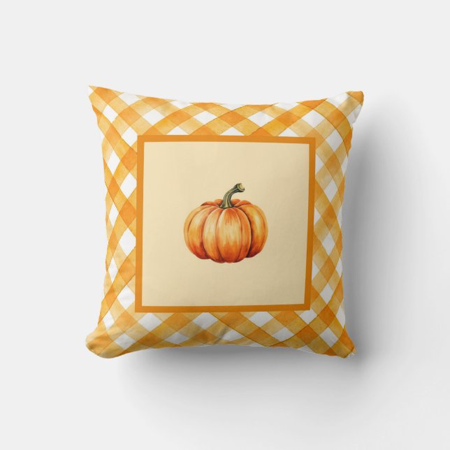 Coussin Décor de ferme Citrouille Orange Carreaux Cosy Acc (Recto)