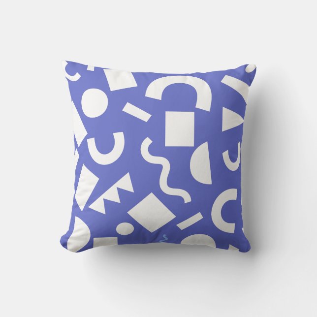 Coussin Décor de forme géométrique blanche et bleue  (Recto)
