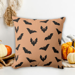 Coussin Décor de Halloween vintage chauves-souris noir ora