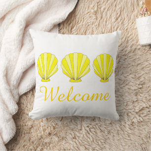 Coussin Décor de la plage de Yellow Seashells