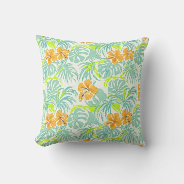 Coussin Décor de maison à motif de feuille de Monstera et  (Recto)