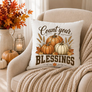 Coussin Décor de maison d'automne Comptez Vos Bénédictions