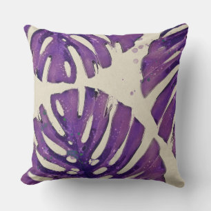 Coussin Décor de Monstera aux couleurs d'eau tropicales c