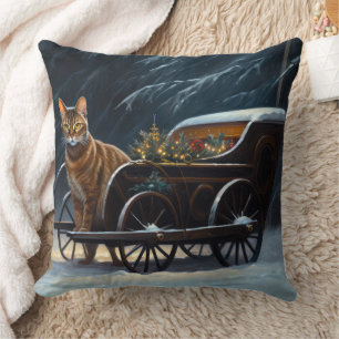 Coussin Décor de Noël Abyssinian Snowy Sleigh Ride