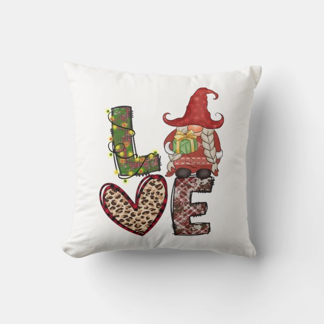 Coussin Décor de Noël Amour Gnomes (Recto)