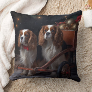 Coussin Décor de Noël Cavalier King Snowy Sleigh